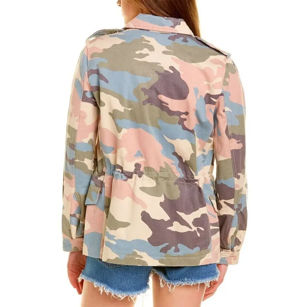 Zadig & Voltaire Kayak Camo Military Jacket Pastel Cotton Canvas Size Small - Picture 6 of 12